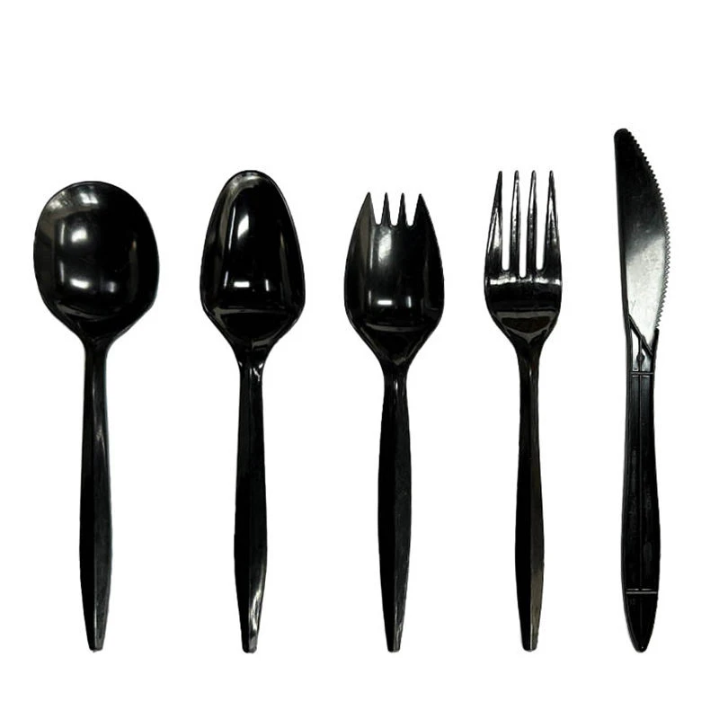 Pp Black Cutlery Set Pisau Sendok Garpu Serbet